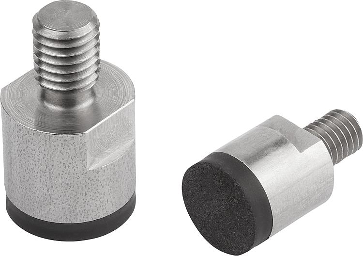 Magnets with threaded stud (cylindrical magnets) made of NdFeB, adhesive surface rubber-coated